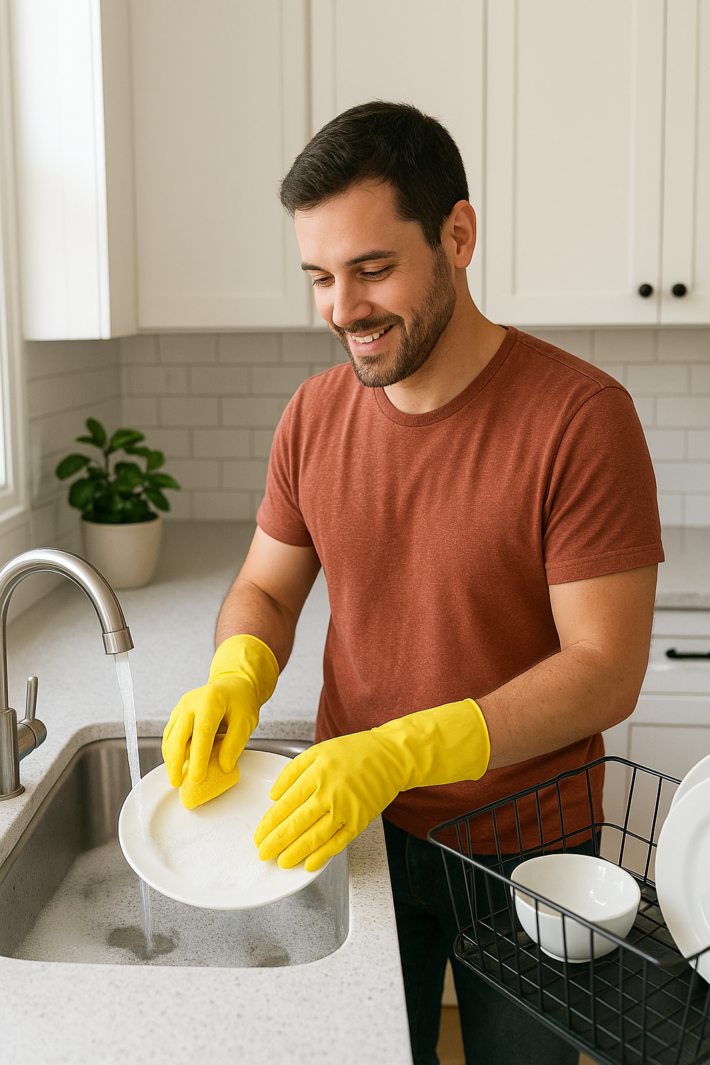 customer washing dishes