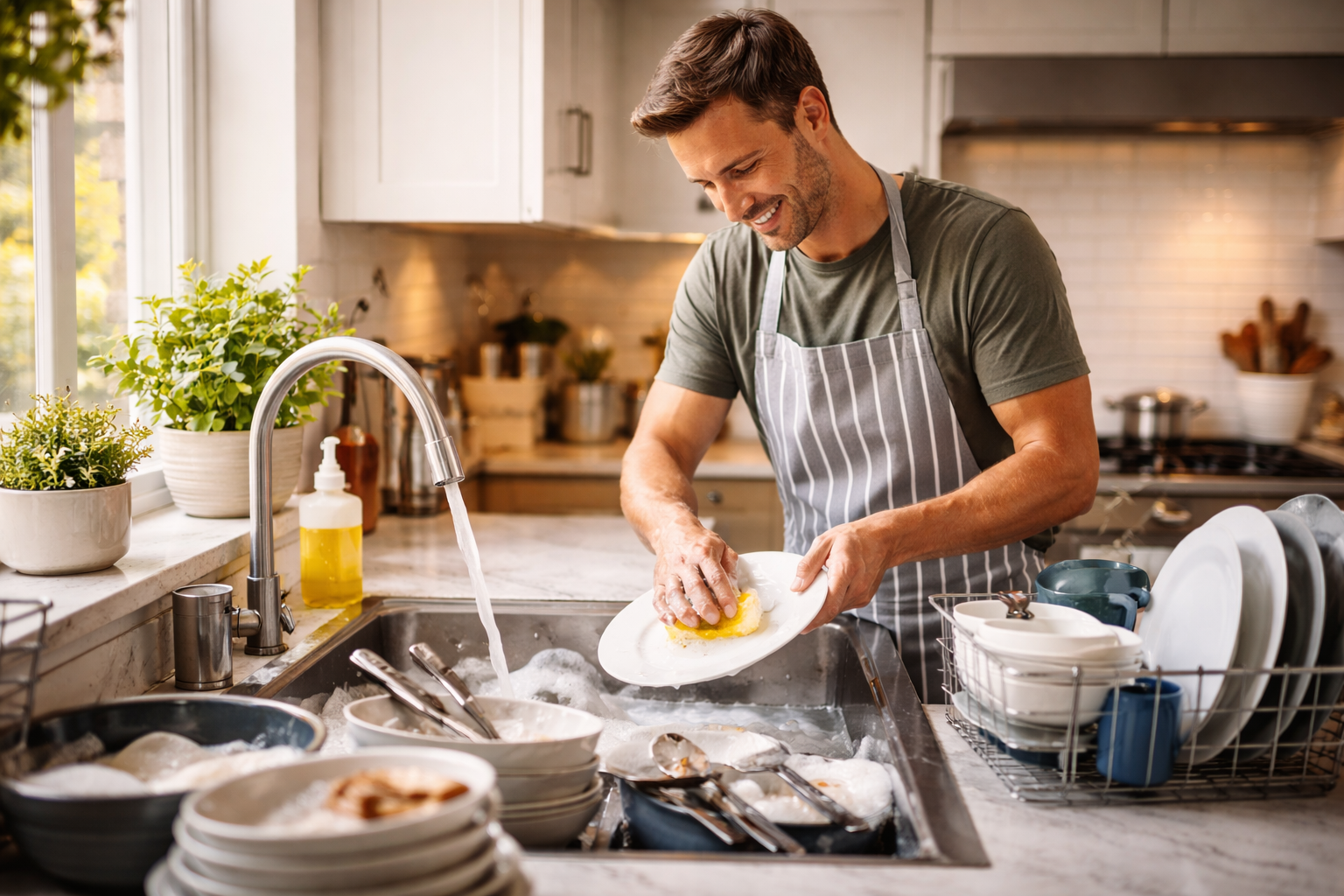 customer washing dishes